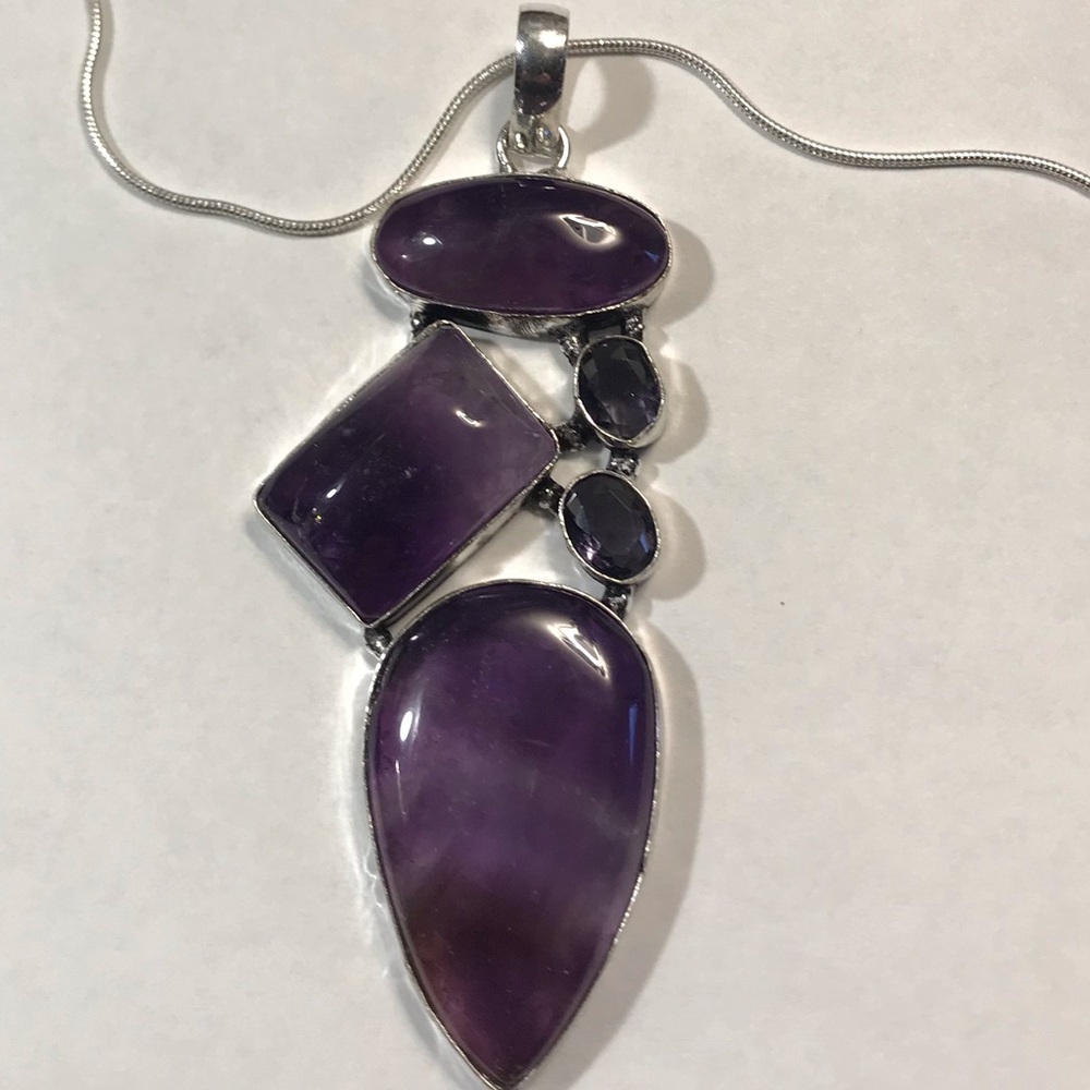 Amethyst Stamped 925 Sterling Silver Necklace